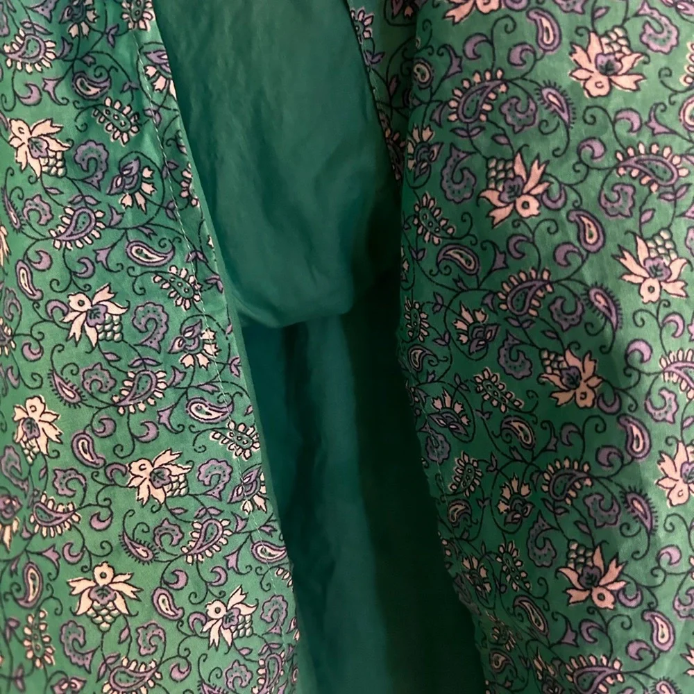 J. Crew Green Floral Long Sleeve Dress - Picture 2 of 6